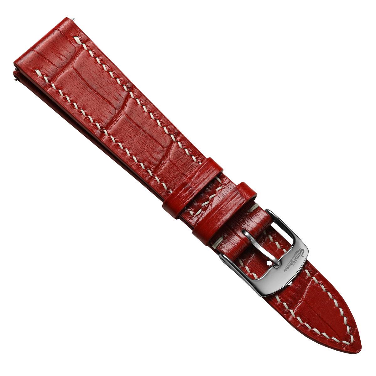 Armen Handgenähte Kalbsleder-Uhrenarmband mit Alligator-Optik in Leuchtendem Rot