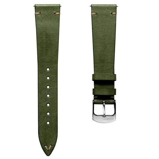 Badalassi Carlo Pueblo V-Stitch Genuine Italian Leather Watch Strap - Earth Green