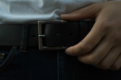 The Long Haul Belt - Black Custom Engraved Leather Belt