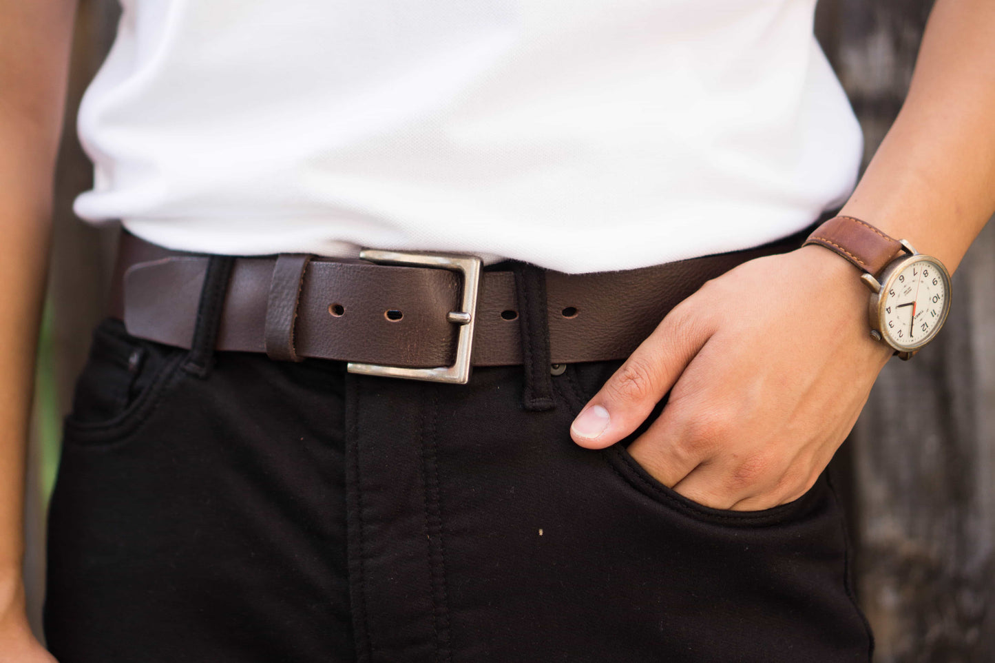 The Long Haul Belt - Black Custom Engraved Leather Belt