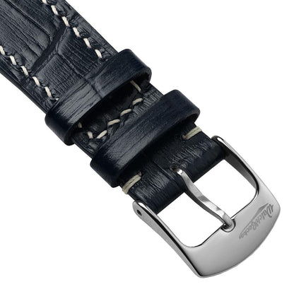 Arnem Handgefertigter Kalbsleder-Uhrenarmband mit Alligator-Design in Navy Blau