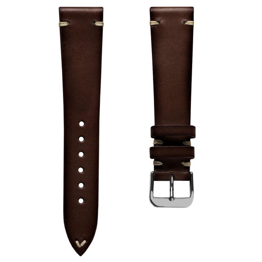 WatchGecko Oakley V-Stitch Hand-Painted Watch Strap - Dark Brown