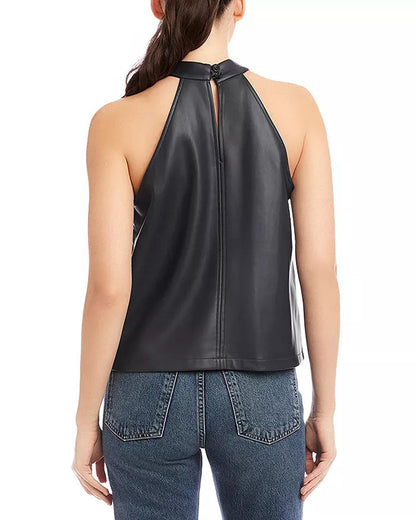 Alexis Faux Leather Halter Top