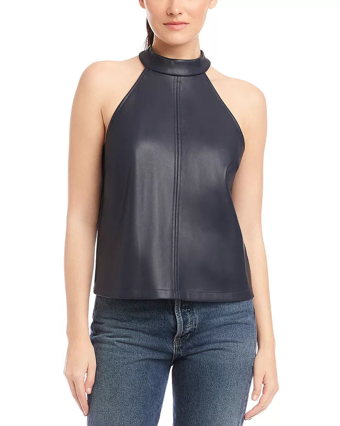 Alexis Faux Leather Halter Top