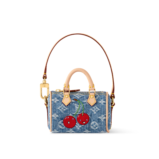 Micro Speedy Denim Cerise Bag Charm