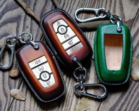 BRONCO Key Fob Cover| Leather Key Fob Cover| 3 4 5 Buttons| Remote Key Case| Gift for Him| Father's Day Gift| Personalized Name Card