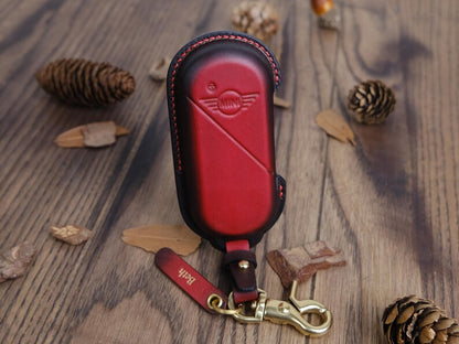 2025 2024 MINI Cooper Leather Key Fob Cover, Handcrafted Key Case For Mini Countryman Clubman Convertible Hatchback Paceman, Gift For Wife