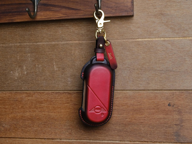 2025 2024 MINI Cooper Leather Key Fob Cover, Handcrafted Key Case For Mini Countryman Clubman Convertible Hatchback Paceman, Gift For Wife