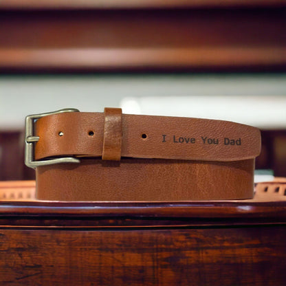 The Long Haul Belt - Black Custom Engraved Leather Belt