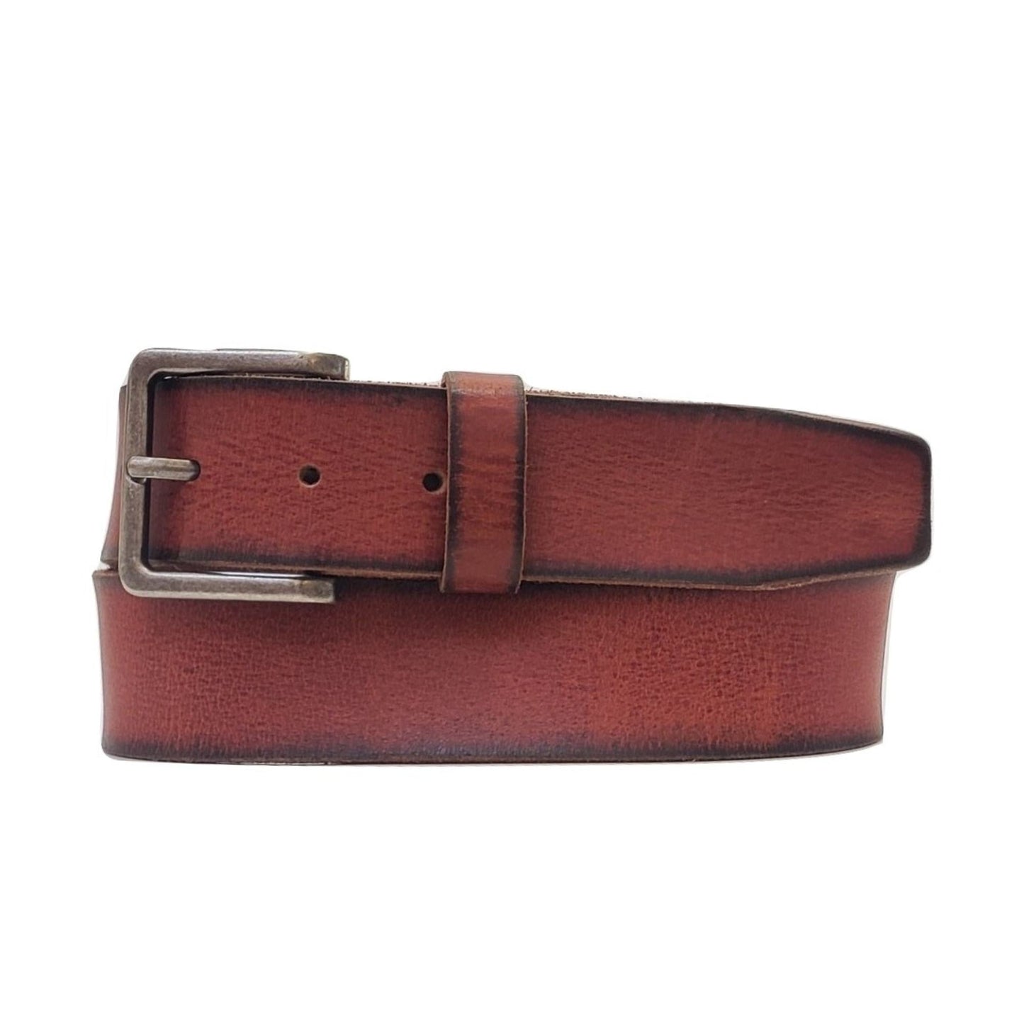 The Volcano Belt - Red Women's Leather Belt with Charred Edges