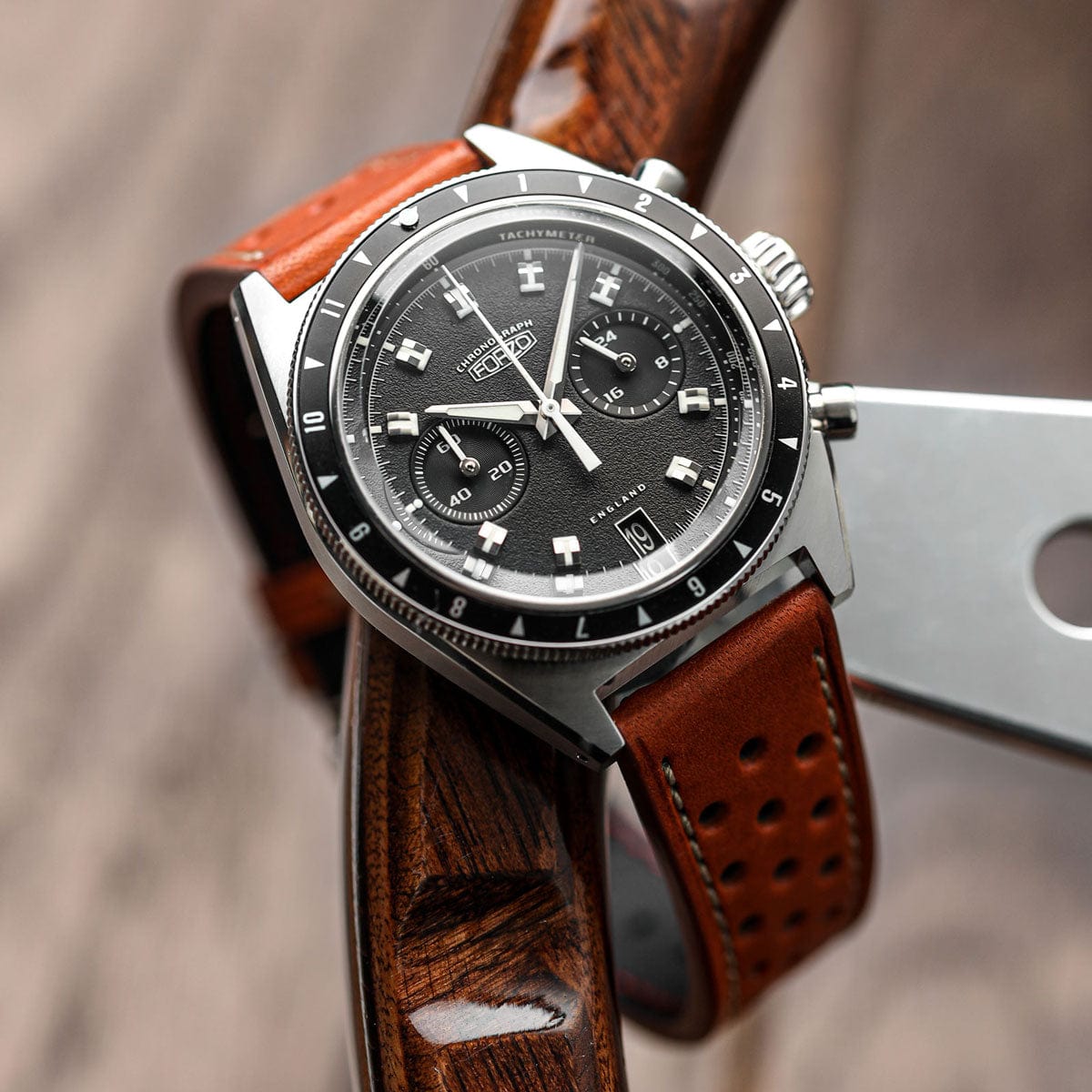 Beaufort Racing Badalassi Carlo Minerva Box Leather Perforated Watch Strap - Coral